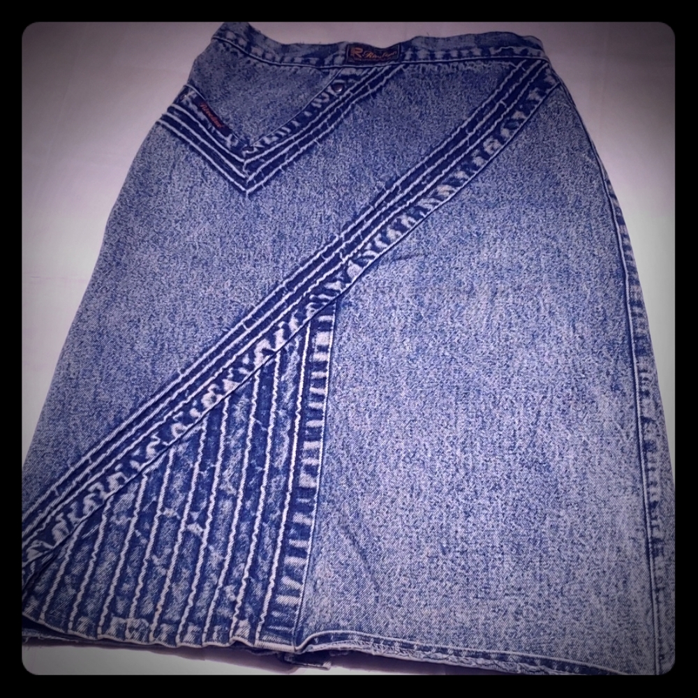 Rivelino Jeans Straight Pencil Denim Skirt European Style Classy Chic! Blue EUC
